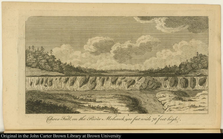 Cohoes Fall, on the River Mohawk, 900 feet wide 75 feet high.