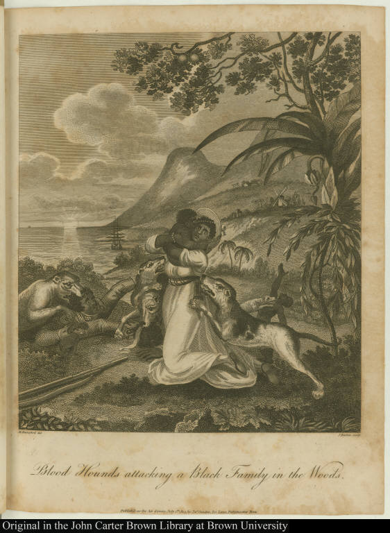 Blood Hounds attacking a Black Family in the Woods.