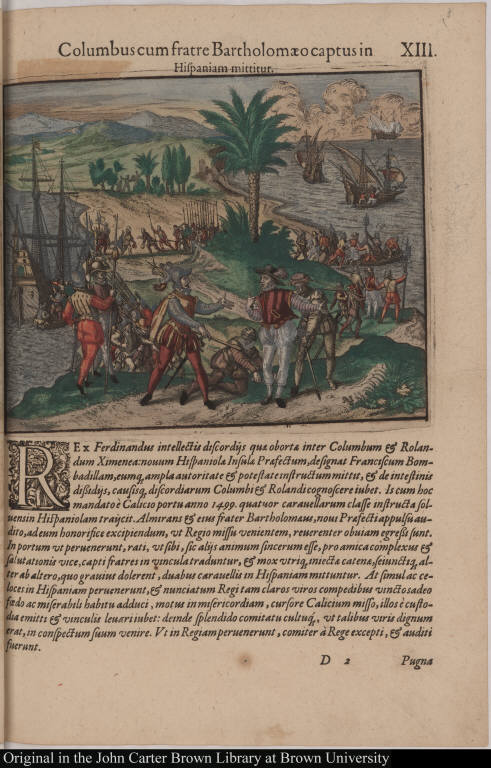 Columbus cum fratre Bartholomaeo captus in Hispaniam mittitur.