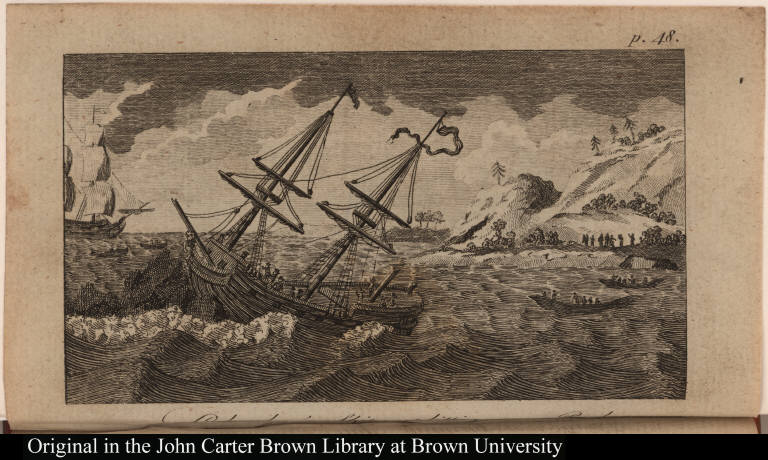 Columbus's Ship splitting on a Rock