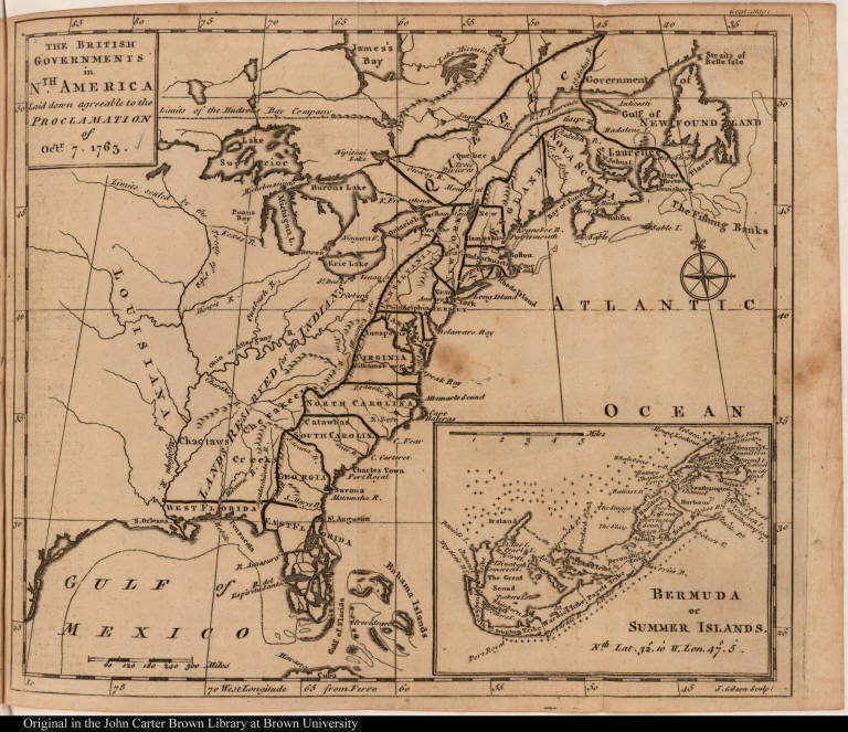 The British Governments in Nth. America Laid down agreeable to the Proclamation of Octr. 7. 1763.