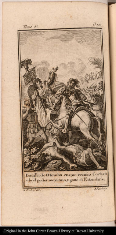 Batalla de Otumba en que venció Cortes todo el poder mexicano, y ganó el Estandarte.