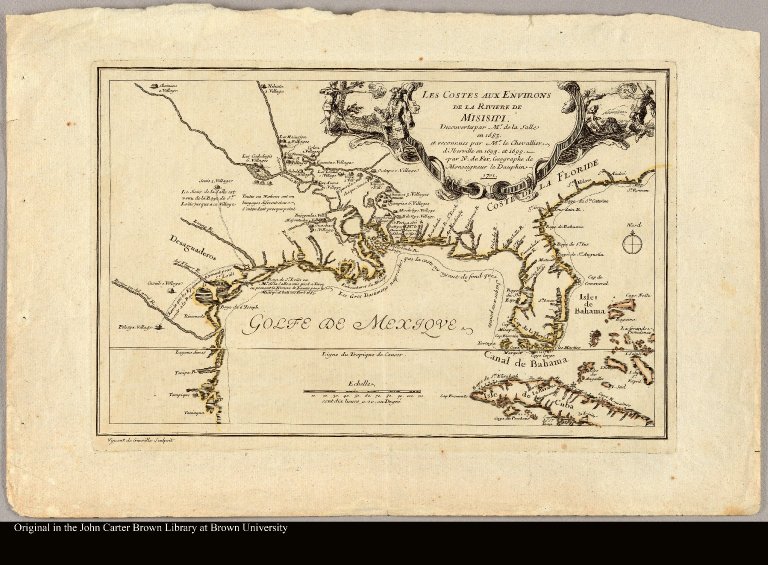 Les costes aux environs de la RiviÃ¨re de Misisipi decouverte par Mr. de la Salle en 1683 et reconnues par Mr. le Chevallier d'Iberville en 1698 et 1699 par N. de Fer