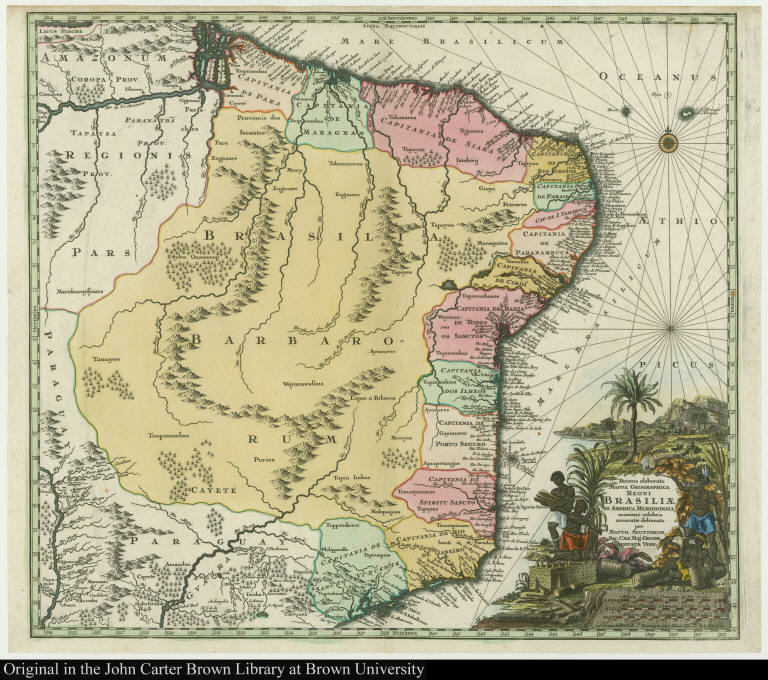 Recens elaborata Mappa Geographica Regni Brasiliae in America Meridionali