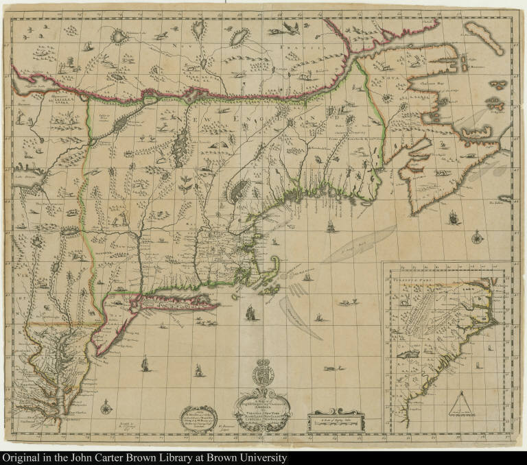 A Map of ye English Empire in ye Continent of America Viz. Virginia Maryland Carolina New York New Iarsey New England by R. Daniel Esqr.