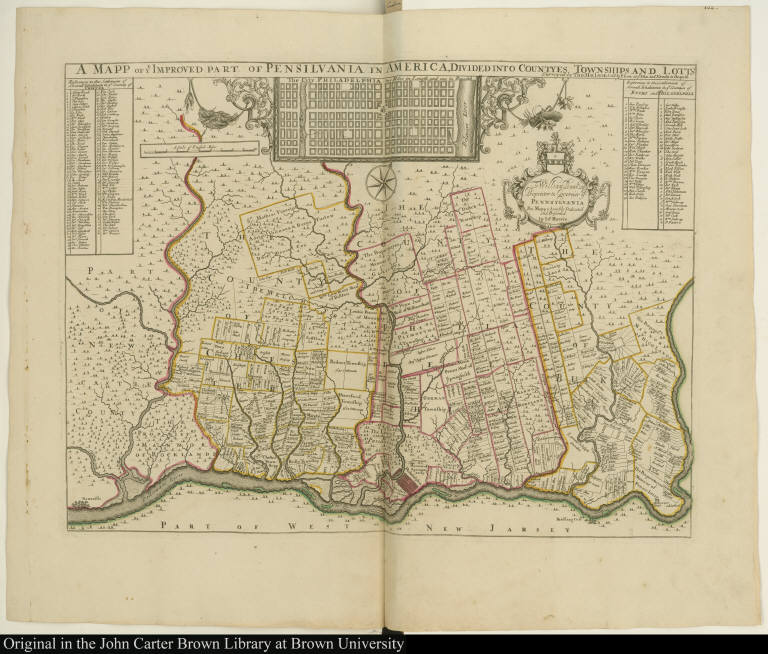 A Mapp of ye Improved part of Pensilvania in America, Divided into Countyes, Townships and Lotts