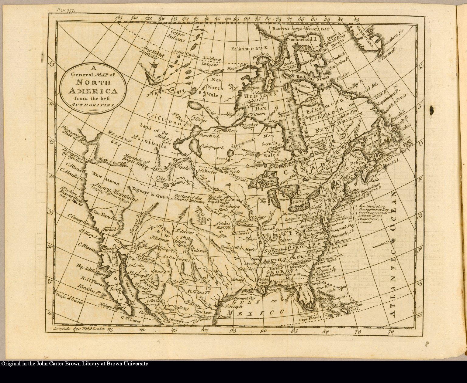 A General Map of North America from the best authorities - JCB Map ...