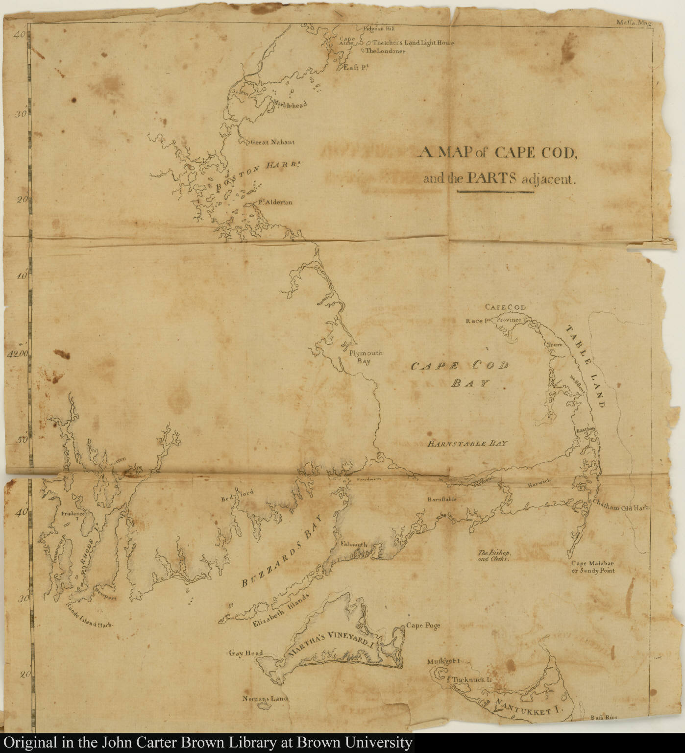 A Map of Cape Cod, and the parts adjacent. JCB Map Collection